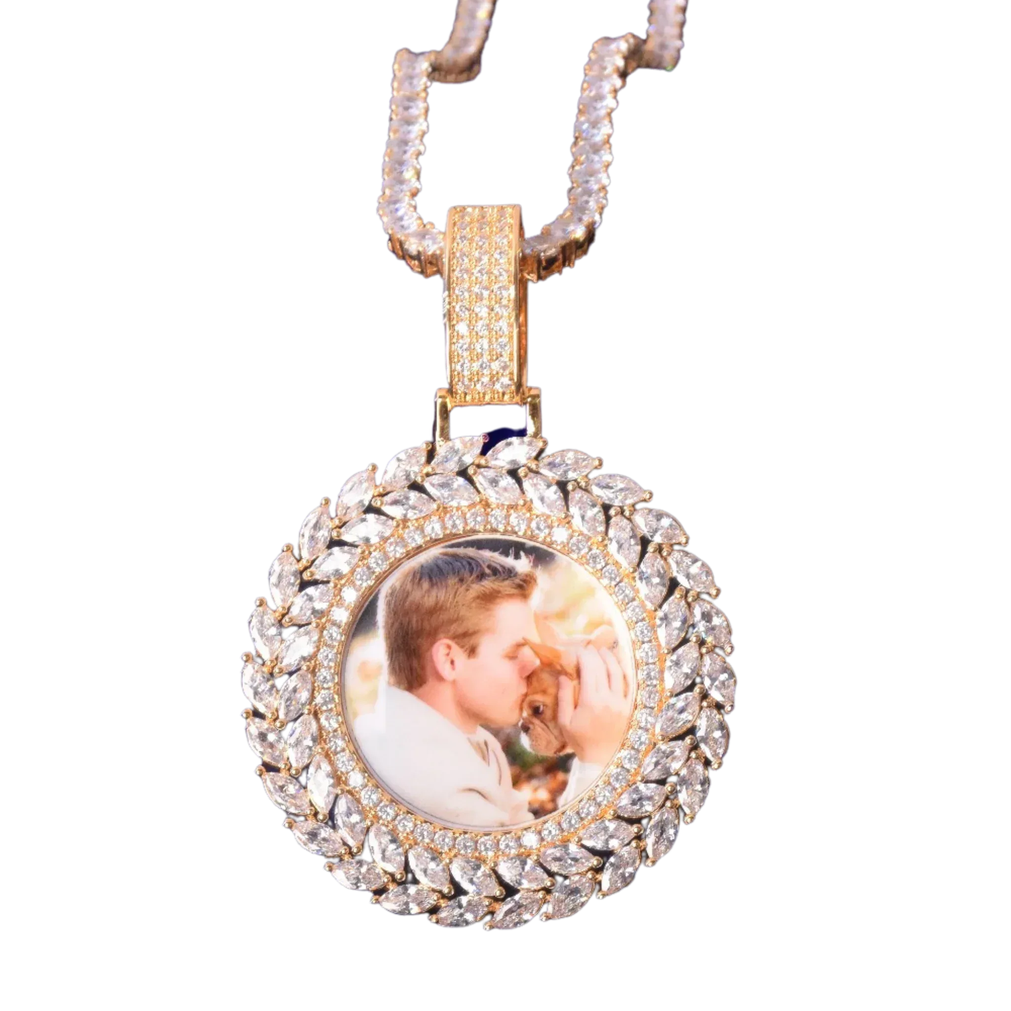 Baguette Custom Photo Pendant Necklace – Iced Out Hip Hop Jewelry - CaratixJewelry